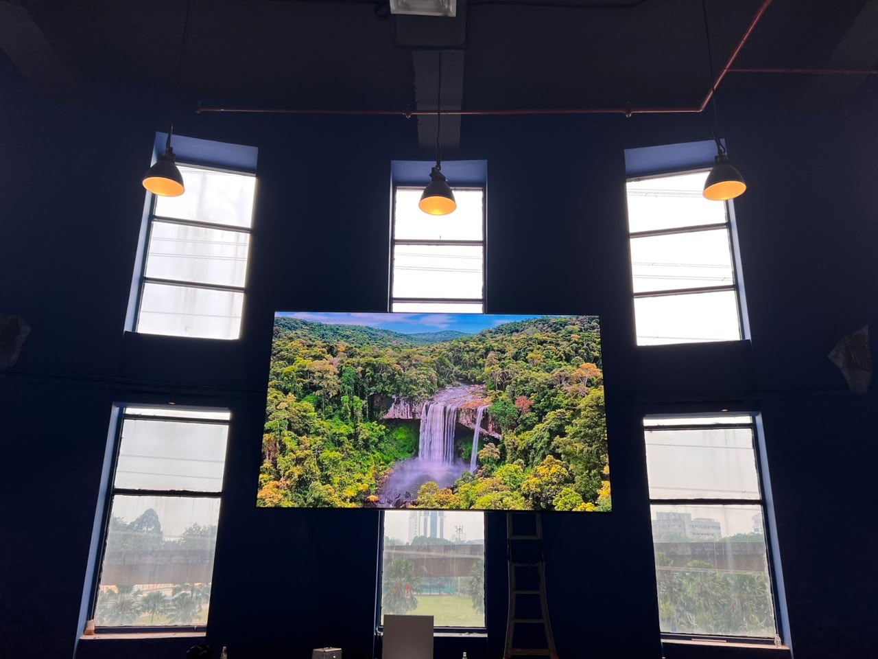 The newly installed large digital display inside the CAW Concept Store