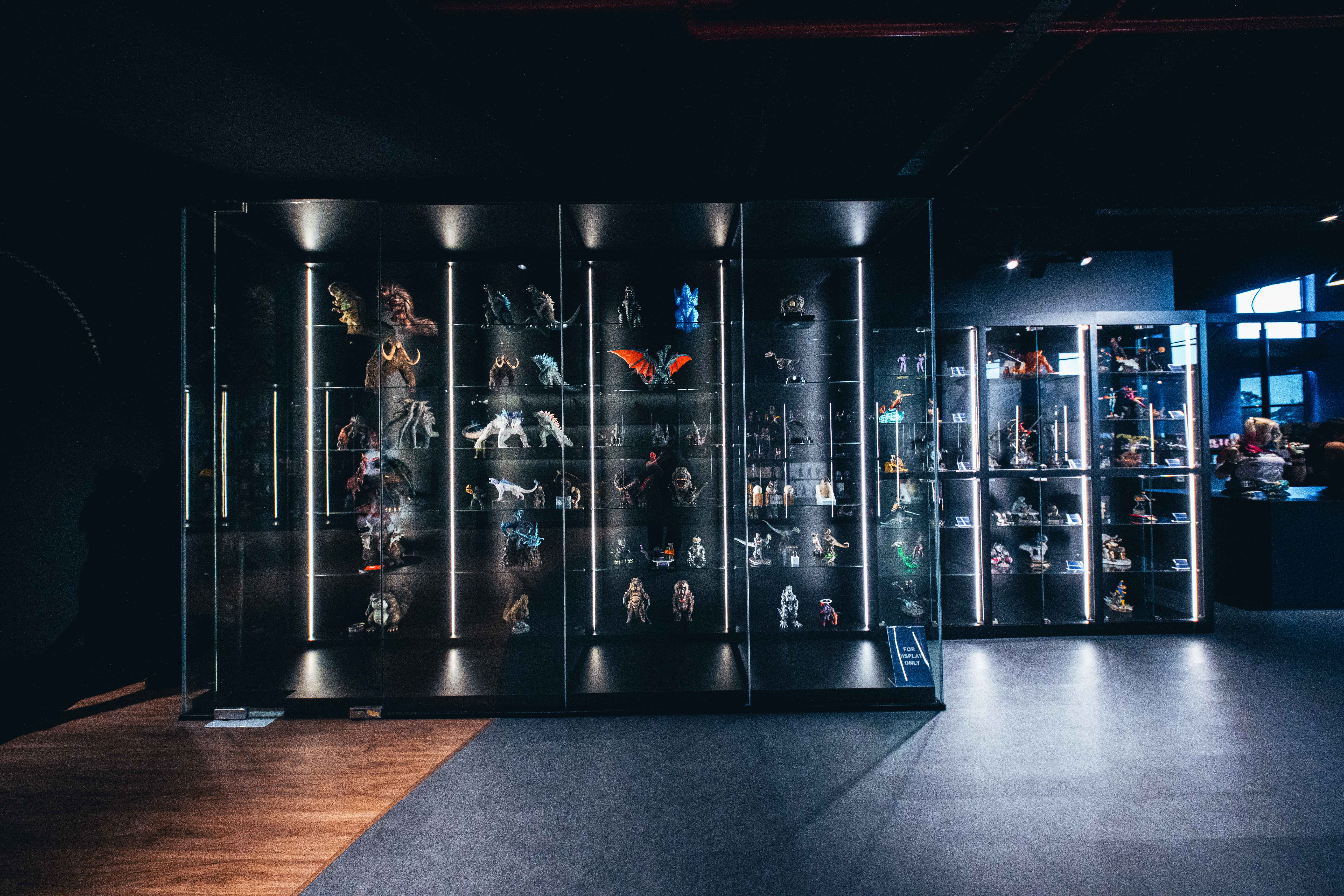 Illuminated premium figure cabinets at CAW