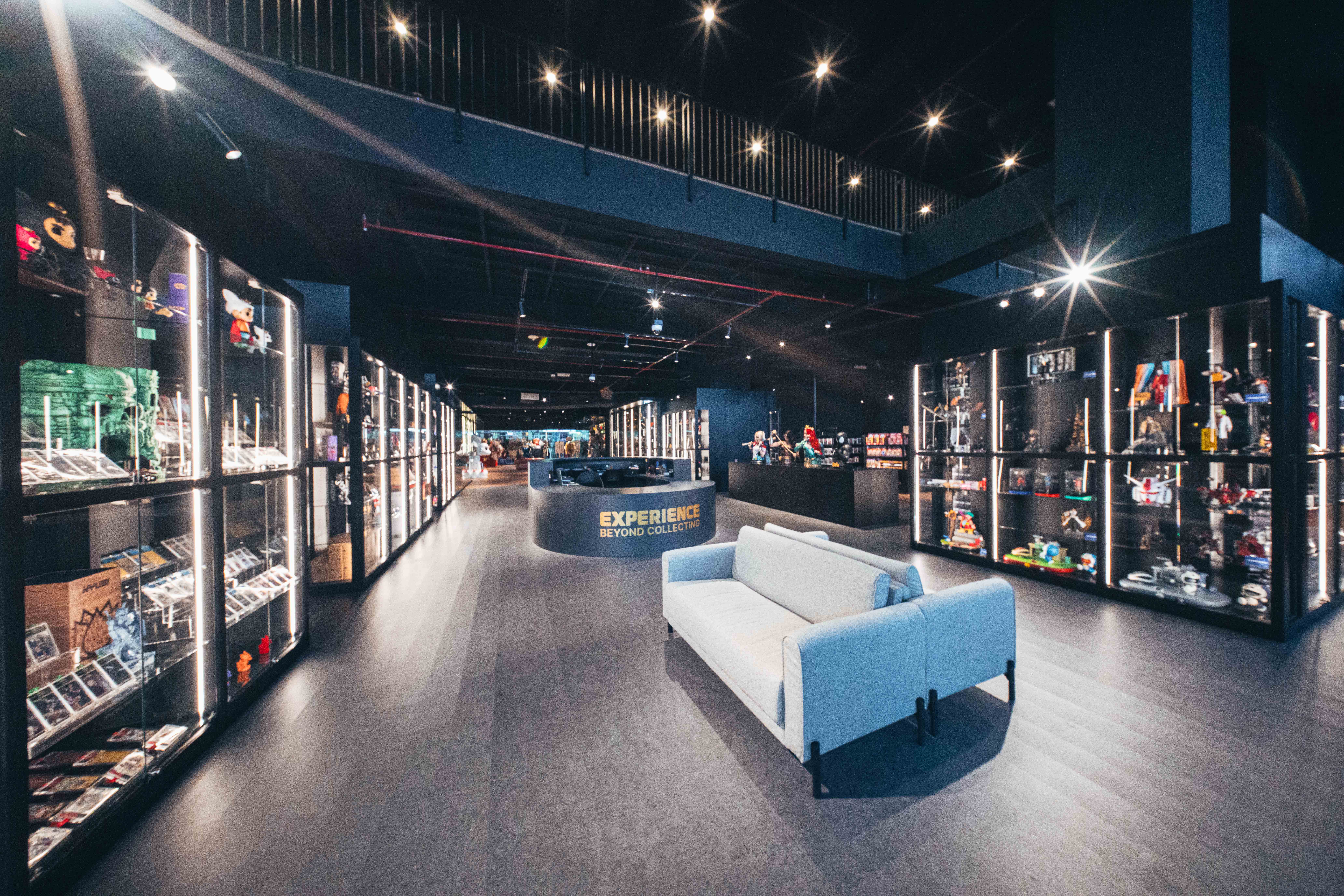 CAW lounge and illuminated display cabinets